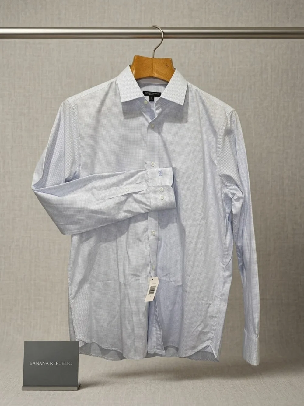 Banana Republic Men's Blue Check Slim Fit Dress Shirt